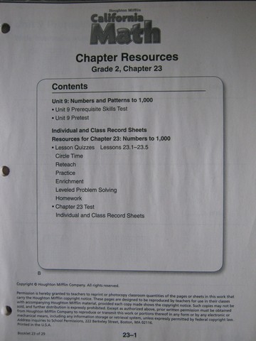(image for) California Math 2 Chapter Resources Chapter 23 (CA)(P)