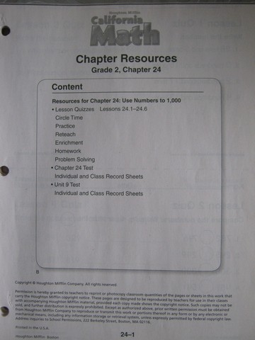 (image for) California Math 2 Chapter Resources Chapter 24 (CA)(P)