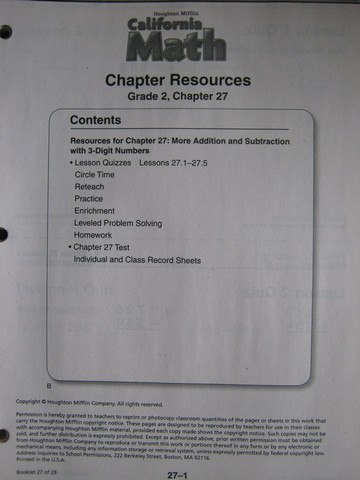 (image for) California Math 2 Chapter Resources Chapter 27 (CA)(P)