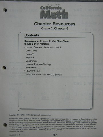 (image for) California Math 2 Chapter Resources Chapter 9 (CA)(P)