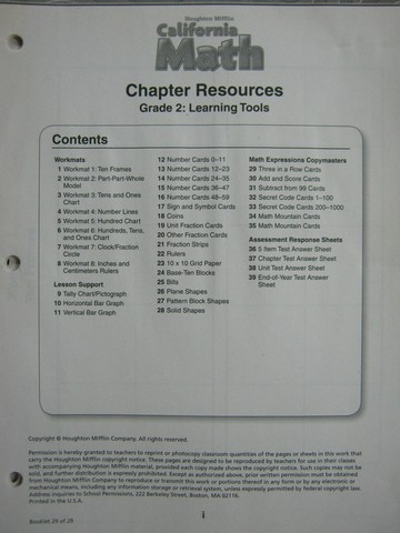 (image for) California Math 2 Chapter Resources Learning Tools (P)
