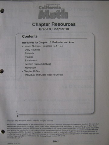 (image for) California Math 3 Chapter Resources Chapter 10 (CA)(P)