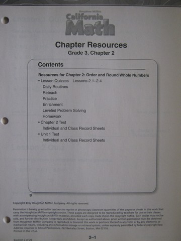 (image for) California Math 3 Chapter Resources Chapter 2 (CA)(P)