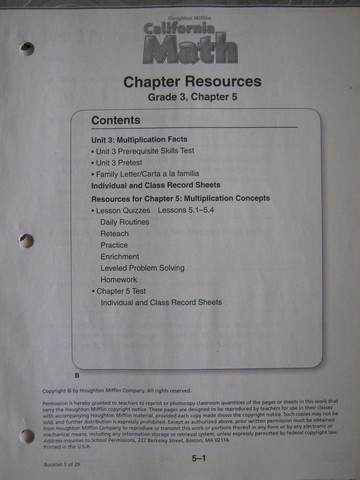 (image for) California Math 3 Chapter Resources Chapter 5 (CA)(P)