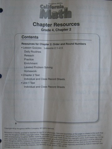 (image for) California Math 4 Chapter Resources Chapter 2 (CA)(P)