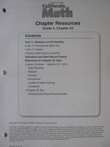 (image for) California Math 4 Chapter Resources Chapter 23 (CA)(P)