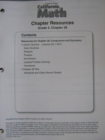 (image for) California Math 4 Chapter Resources Chapter 26 (CA)(P)