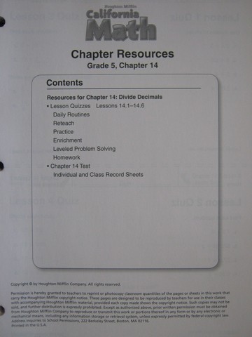 (image for) California Math 5 Chapter Resources Chapter 14 (CA)(P)