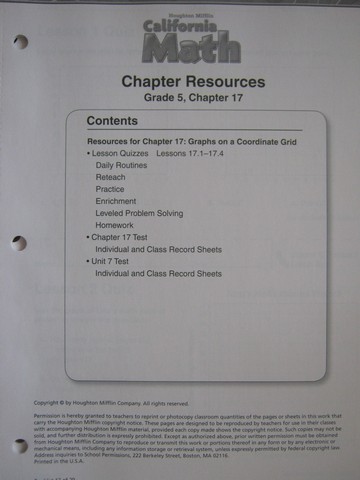 (image for) California Math 5 Chapter Resources Chapter 17 (CA)(P)