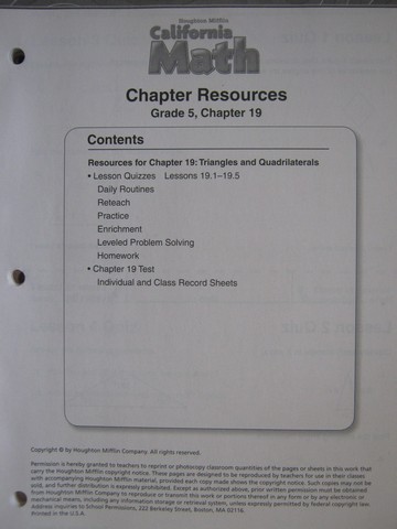 (image for) California Math 5 Chapter Resources Chapter 19 (CA)(P)