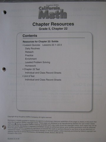 (image for) California Math 5 Chapter Resources Chapter 22 (CA)(P)