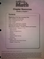 (image for) California Math 6 Chapter Resources (CA)(Pk)