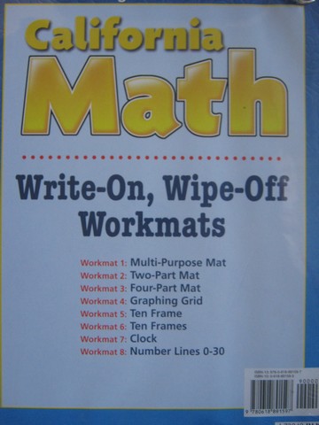 (image for) HM California Math K Write-On Wipe-Off Workmats (CA)(Set)