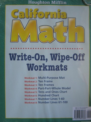 (image for) HM California Math 1 Write-On Wipe-Off Workmats (CA)(Set)