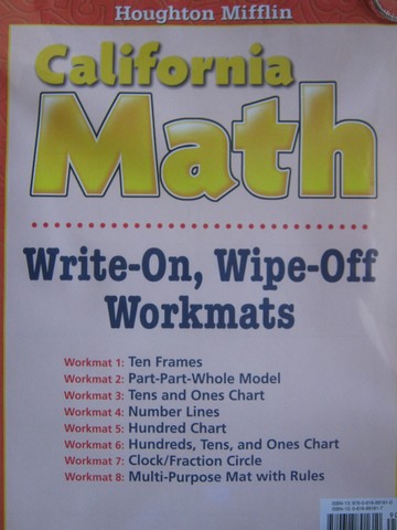 (image for) HM California Math 2 Write-On Wipe-Off Workmats (CA)(Set)