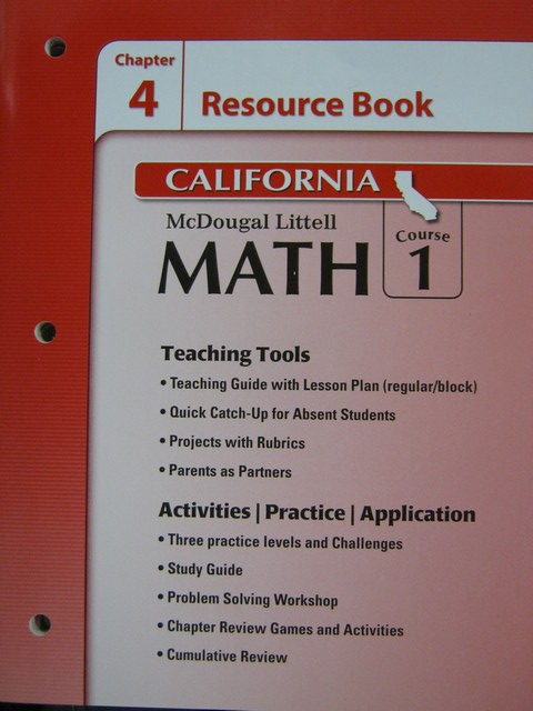 (image for) ML Math Course 1 California Chapter 4 Resource Book (CA)(P)