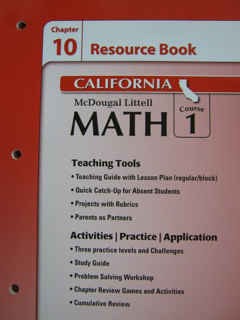 (image for) ML Math Course 1 California Chapter 10 Resource Book (CA)(P)