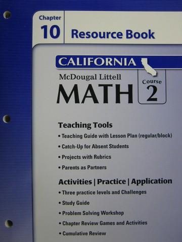 (image for) ML Math Course 2 California Chapter 10 Resource Book (CA)(P)
