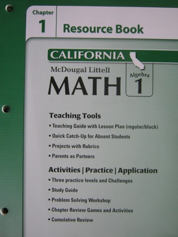 (image for) ML Math Algebra 1 California Chapter 1 Resource Book (CA)(P)