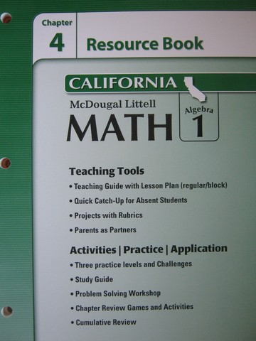 (image for) ML Math Algebra 1 California Chapter 4 Resource Book (CA)(P)