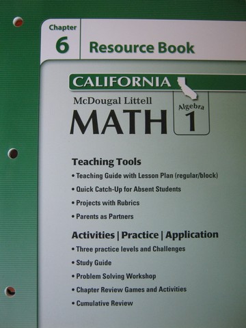 (image for) ML Math Algebra 1 California Chapter 6 Resource Book (CA)(P)