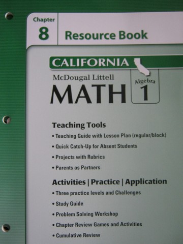 (image for) ML Math Algebra 1 California Chapter 8 Resource Book (CA)(P)