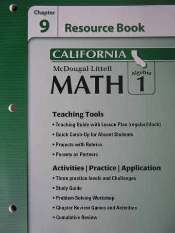 (image for) ML Math Algebra 1 California Chapter 9 Resource Book (CA)(P)