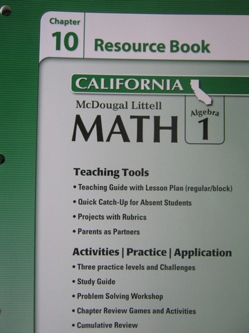 (image for) ML Math Algebra 1 California Chapter 10 Resource Book (CA)(P)