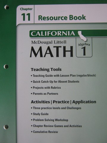 (image for) ML Math Algebra 1 California Chapter 11 Resource Book (CA)(P)