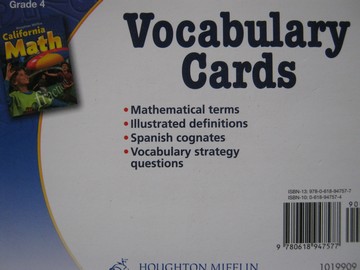 (image for) HM California Math 4 Vocabulary Cards (CA)(Pk)