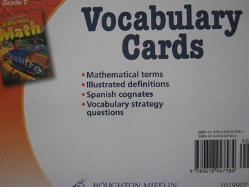 (image for) HM California Math 2 Vocabulary Cards (CA)(Pk)