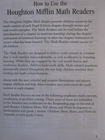 (image for) Math Readers 1 How to Use the Houghton Mifflin Math Readers (P)