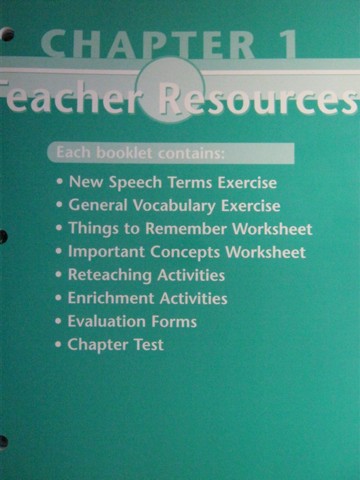 (image for) Glencoe Speech Teacher Resources Chapter 1 (TE)(P) by McAfee,