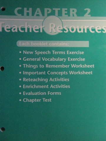 (image for) Glencoe Speech Teacher Resources Chapter 2 (TE)(P) by McAfee,