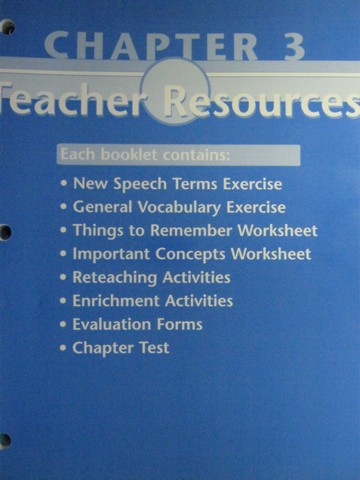 (image for) Glencoe Speech Teacher Resources Chapter 3 (TE)(P) by McAfee,