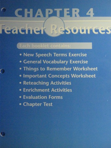 (image for) Glencoe Speech Teacher Resources Chapter 4 (TE)(P) by McAfee,