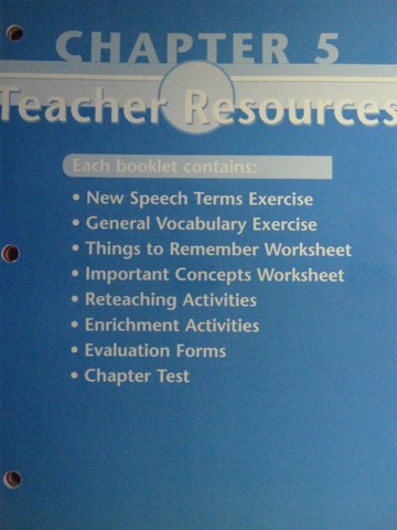 (image for) Glencoe Speech Teacher Resources Chapter 5 (TE)(P) by McAfee,