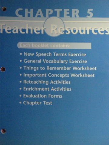 (image for) Glencoe Speech Teacher Resources Chapter 5 (TE)(P) by McAfee,