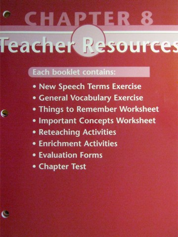 (image for) Glencoe Speech Teacher Resources Chapter 8 (TE)(P) by McAfee,