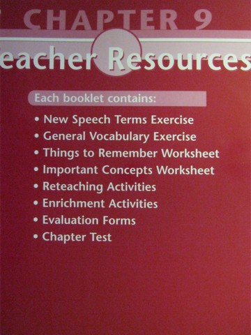 (image for) Glencoe Speech Teacher Resources Chapter 9 (TE)(P) by McAfee,