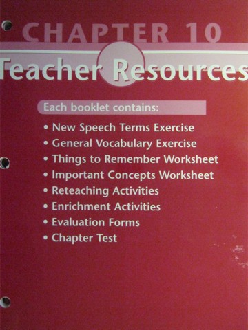 (image for) Glencoe Speech Teacher Resources Chapter 10 (TE)(P) by McAfee,