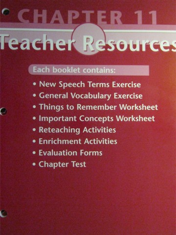 (image for) Glencoe Speech Teacher Resources Chapter 11 (TE)(P) by McAfee,