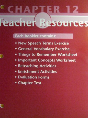 (image for) Glencoe Speech Teacher Resources Chapter 12 (TE)(P) by McAfee,