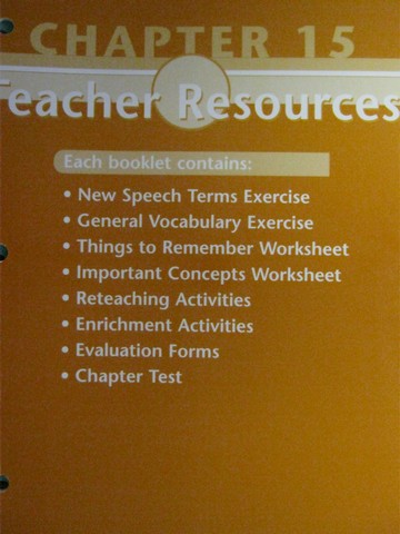 (image for) Glencoe Speech Teacher Resources Chapter 15 (TE)(P) by McAfee,