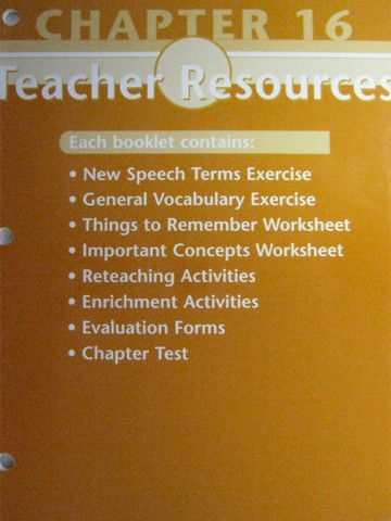 (image for) Glencoe Speech Teacher Resources Chapter 16 (TE)(P) by McAfee,