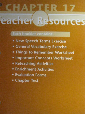 (image for) Glencoe Speech Teacher Resources Chapter 17 (TE)(P) by McAfee,