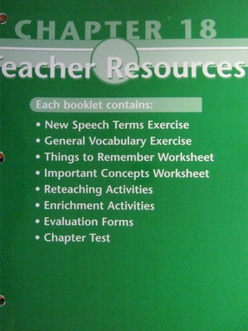 (image for) Glencoe Speech Teacher Resources Chapter 18 (TE)(P) by McAfee,