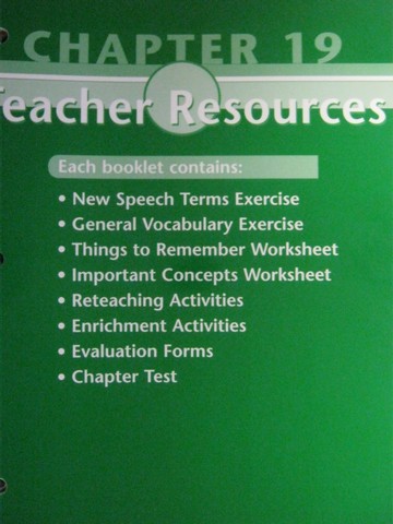 (image for) Glencoe Speech Teacher Resources Chapter 19 (TE)(P) by McAfee,