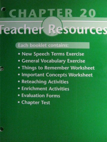 (image for) Glencoe Speech Teacher Resources Chapter 20 (TE)(P) by McAfee,