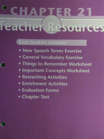 (image for) Glencoe Speech Teacher Resources Chapter 21 (TE)(P) by McAfee,